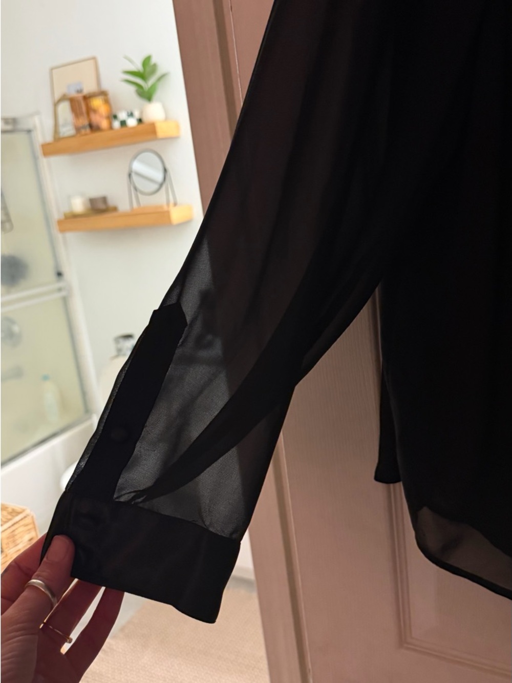torrid Black Sheer Button-Front Blouse - Picture 2 of 7